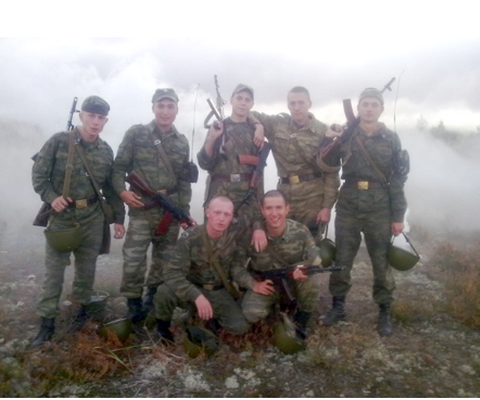 С. А. Попов со своим отделением после учений